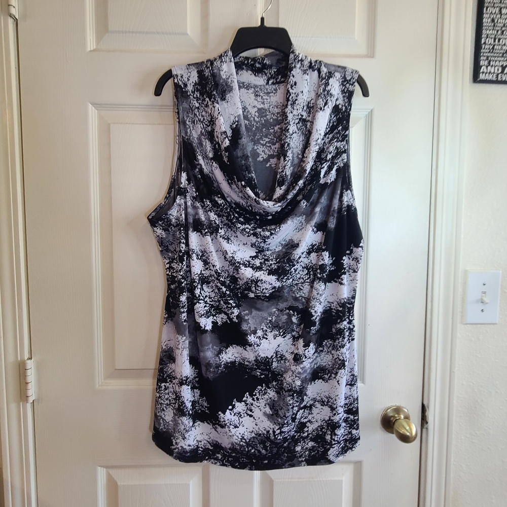 Lane Bryant Black and White Cowl Neck Camisole